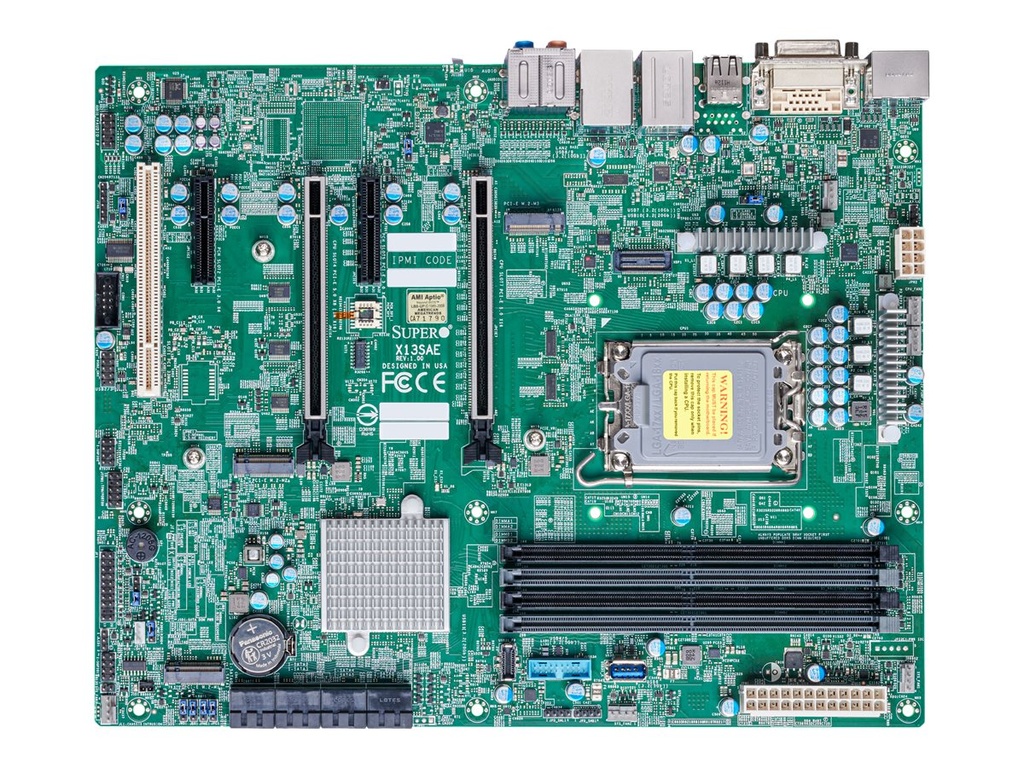 Supermicro X13SAE - Motherboard - ATX - LGA1700-Sockel - W680 Chipsatz - USB 3.2 Gen 1, USB 3.2 Gen 2, USB-C Gen 2x2 - Gigabit LAN, 2.5 Gigabit LAN - Onboard-Grafik (CPU erforderlich)