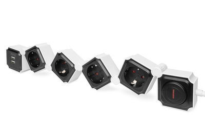 DIGITUS DA-70620 - Steckdosenleiste - Wechselstrom 250 V - 3680 Watt - Eingabe, Eingang Stromversorgung - Ausgangsanschlüsse: 4 (4 x Spannung, 2 x USB)
