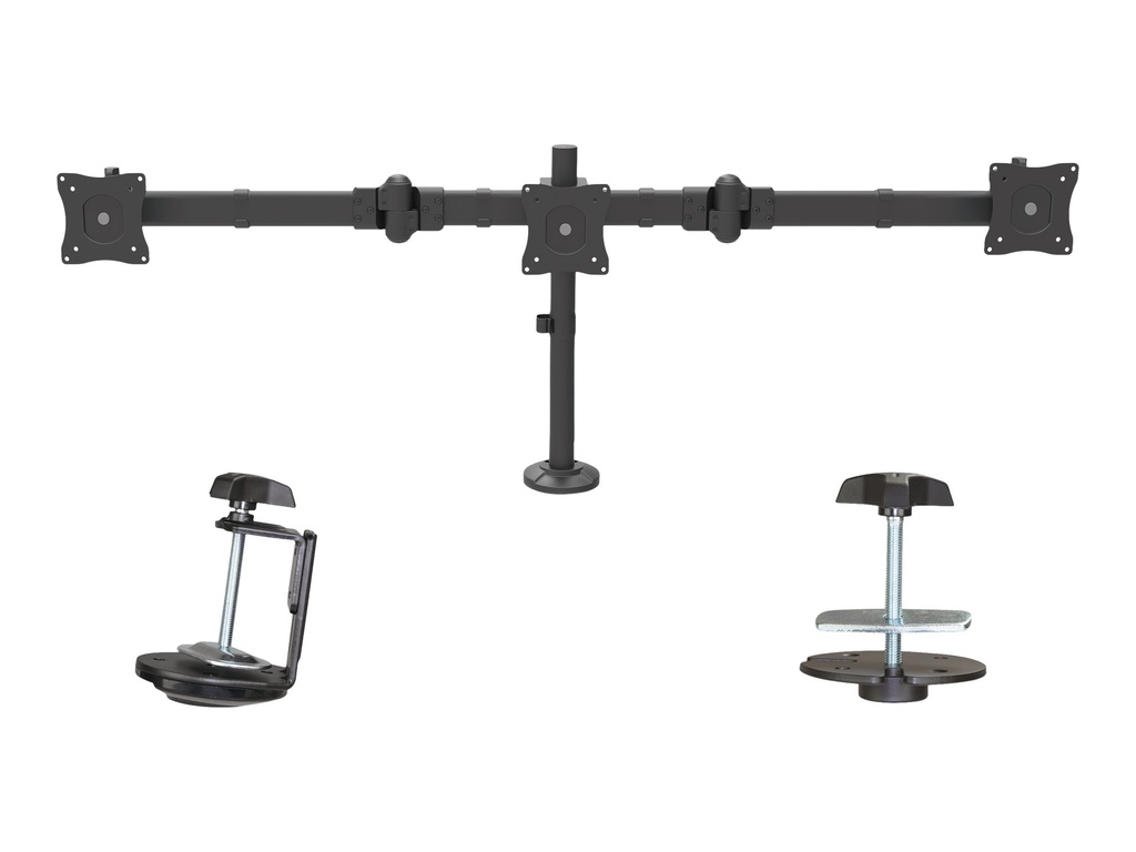 StarTech.com Dreifach Monitorarm für Surround Setup - Unterstützt 3 monitore bis zu 24" - Werkzeuglose Höhenverstellung - Verstellbarer Arm - für 3 Monitore - massiver Stahl - Bildschirmgröße: 33-61 cm (13"-24")