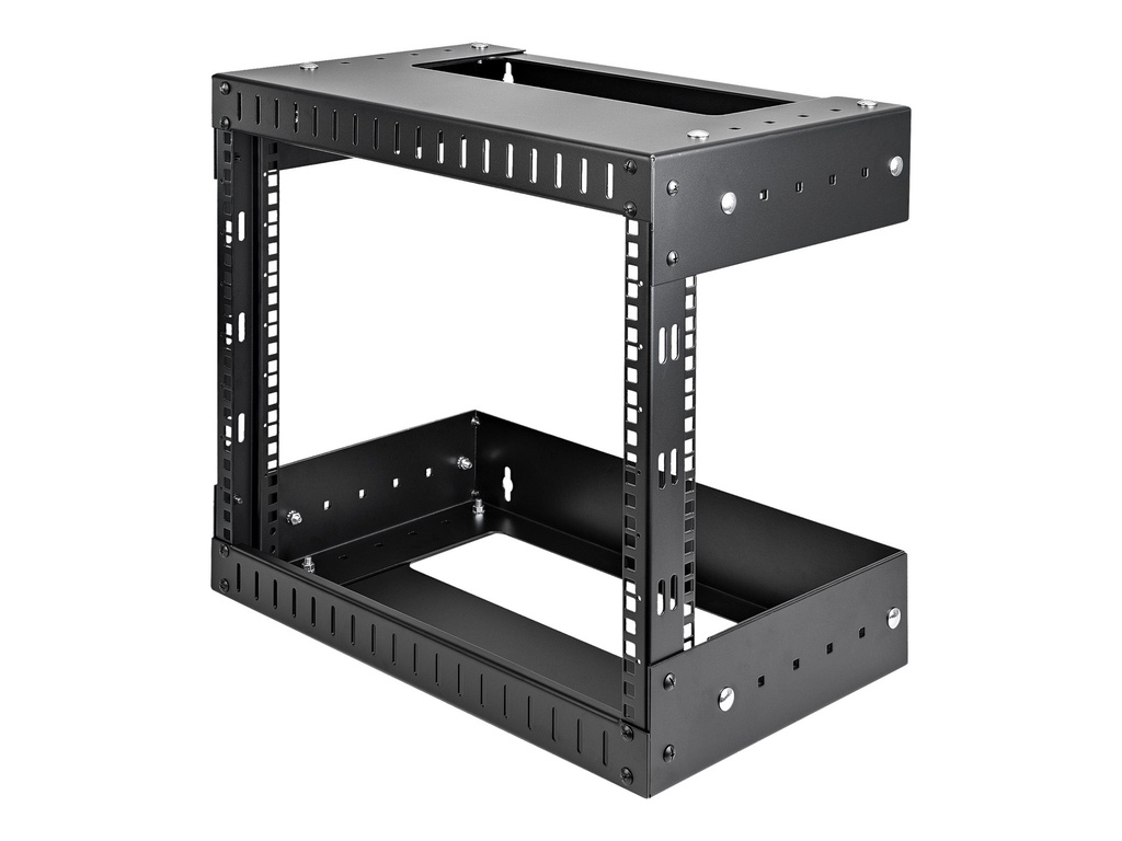 StarTech.com 8HE 19 Zoll Wand Netzwerk Rack - 2 Pfosten, offener Rahmen mit einstellbare Tiefe(30-50cm) Rack für AV/Daten/IT/Studio Geräete - inkl.Käfigmuttern und Schrauben (RK812WALLOA)
