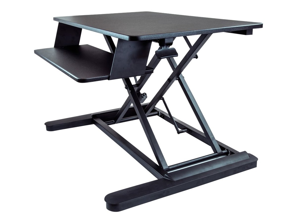StarTech.com Sitz-Steh Schreibtischaufsatz mit Tastaturablagefach - Oberfläche 89 x 53 cm - Ergonomischer Höhenverstellbarer Stehpult/Steharbeitsplatz - Platz für 2 Monitore - vormontiert (ARMSTSLG)