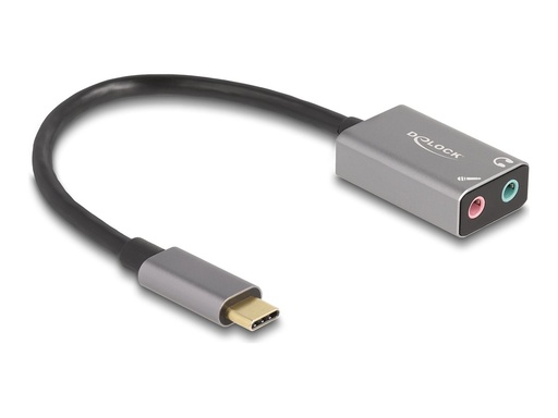 [67071] Delock Adapter USB-C auf Klinkenstecker - 24 pin USB-C männlich zu mini-phone stereo 3.5 mm, Mono Mini-Stecker weiblich