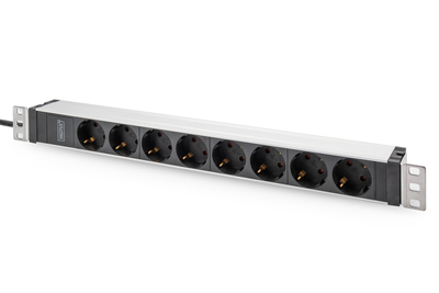 [DN-95428] DIGITUS Steckdosenleiste mit Aluminiumprofil, 8-fach Schutzkontaktsteckdose, 2 m Zuleitung, IEC C20 Stecker