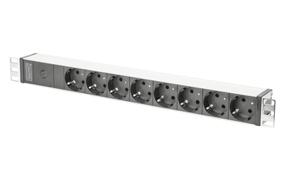 [DN-95410] DIGITUS Steckdosenleiste mit Aluminiumprofil und Vorsicherung, 8-fach Schutzkontaktsteckdose, 2 m Zuleitung IEC C14 Stecker