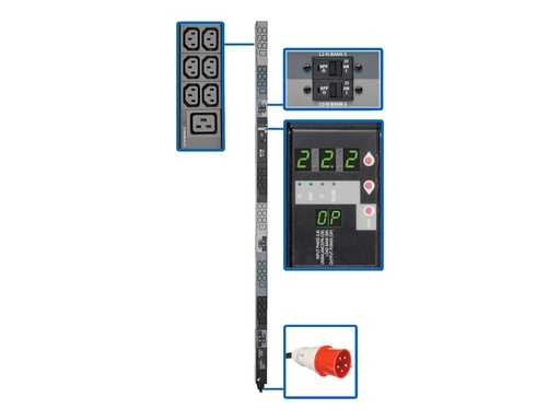 [PDU3XMV6G32] Eaton Tripp Lite Series PDU 3-Phase Metered 220/230V 22.2kW 32A IEC309 36 C13; 6 C19 0U - Vertical rackmount - Stromverteilungseinheit (Rack - einbaufähig)